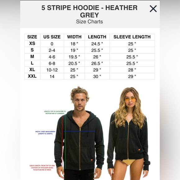 NWT aviator nation 5 stripe hoodie in heather grey - Picture 6 of 8